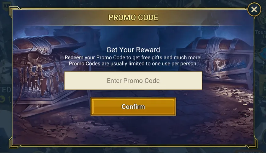Raid Shadow Legends promo code menu