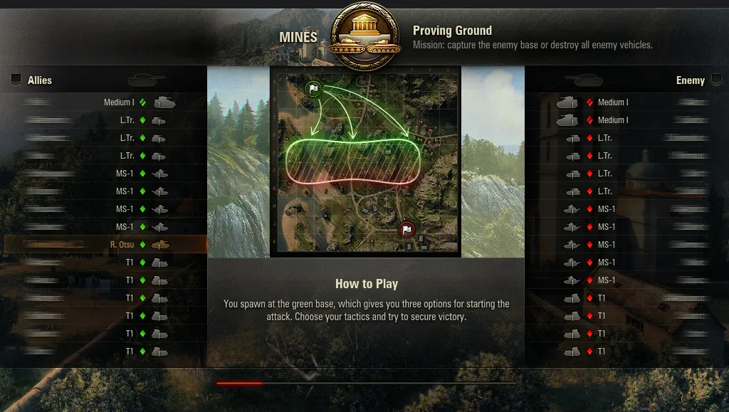 World of Tanks battle loading screen