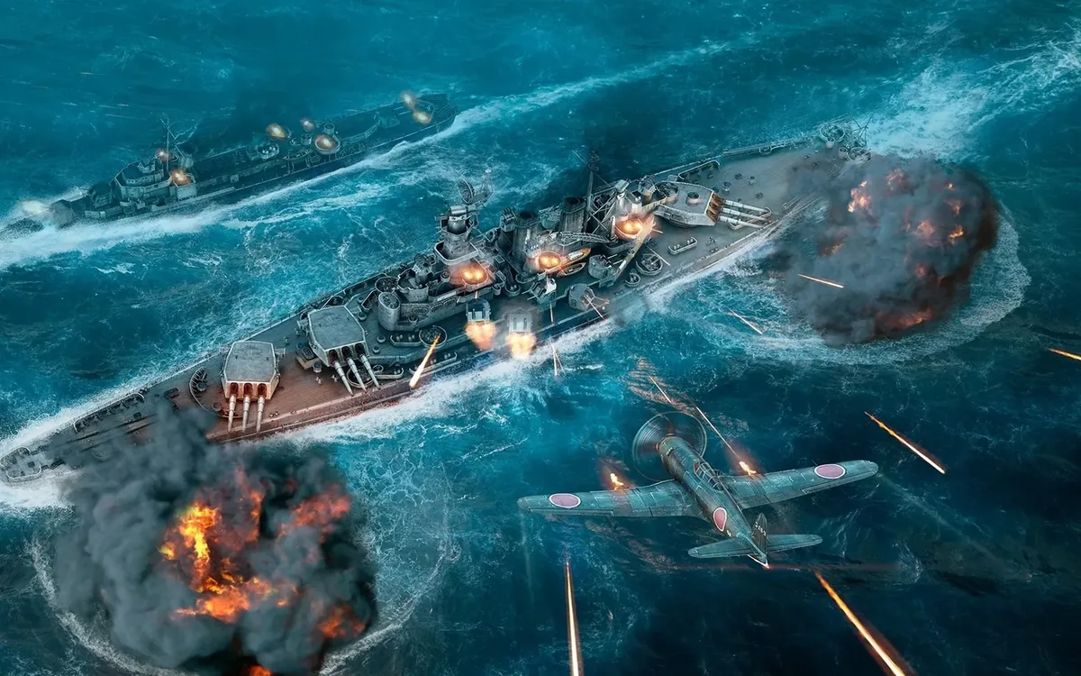 World of Warships aircraft over ships